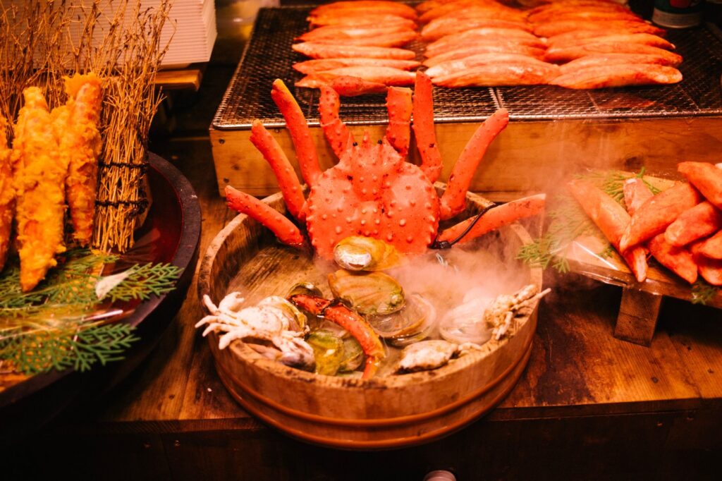 Enjoying fresh Japanese crab
