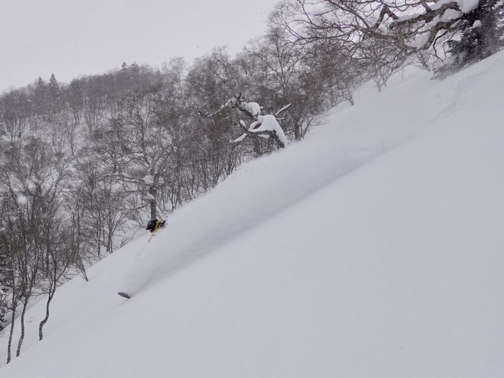 Backcountry snowboarding near Hakkoda Japan