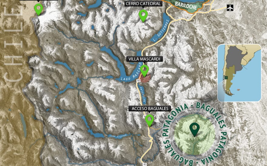 map: where is baguales cat skiing