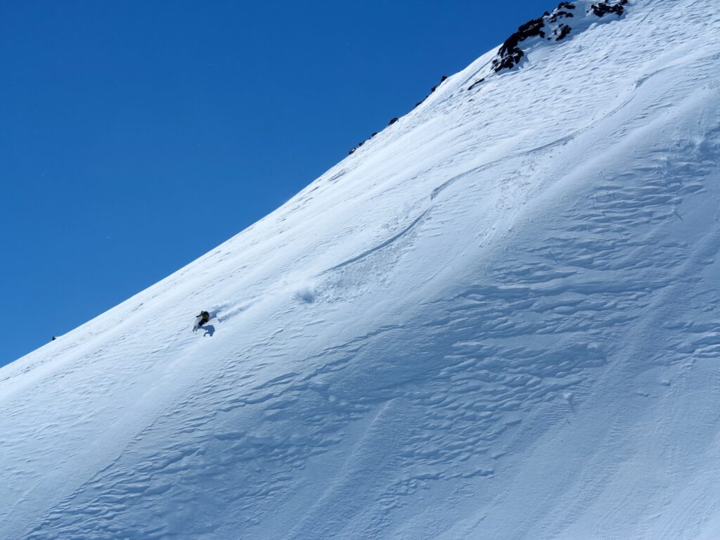 PowderQuest guide skiing on the Chilean Volcanoes