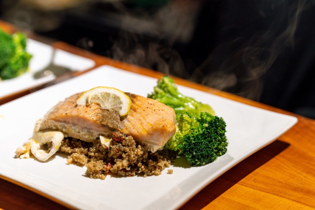 Locally sourced Chilean fish and veggies