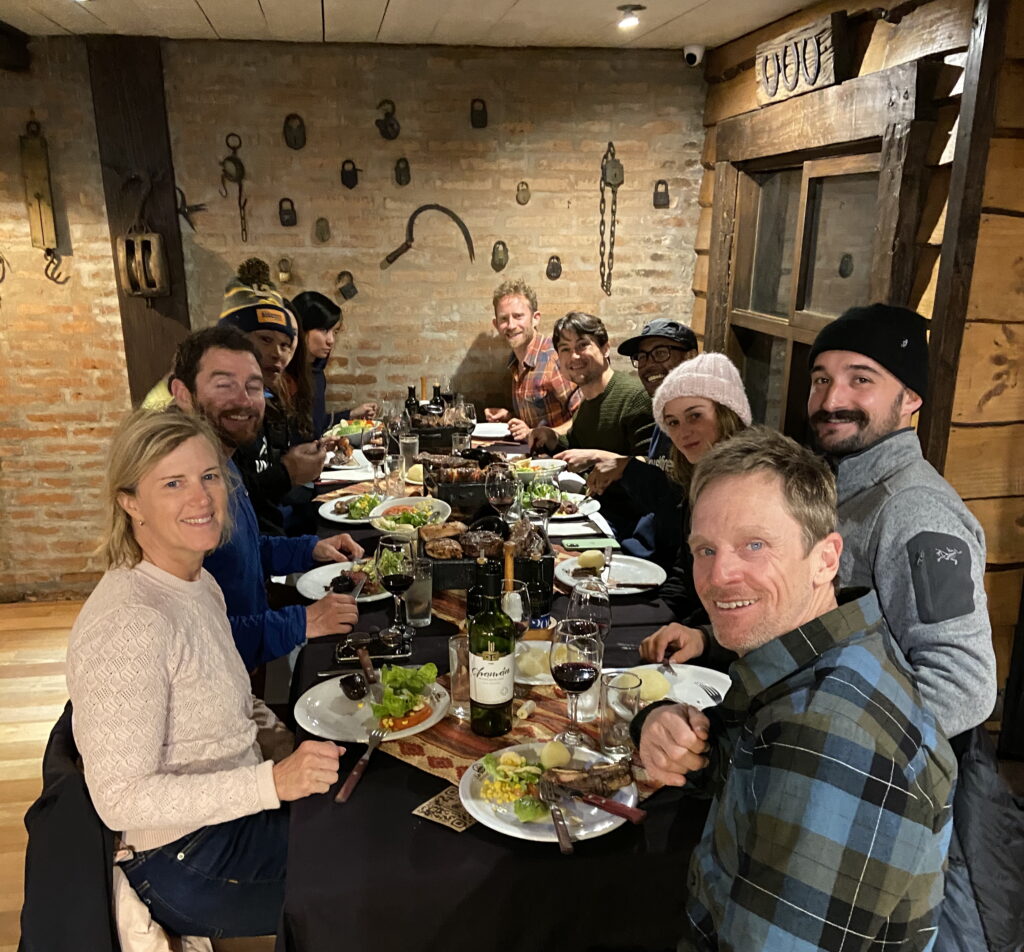 powderquest group dinner in pucon, Chile