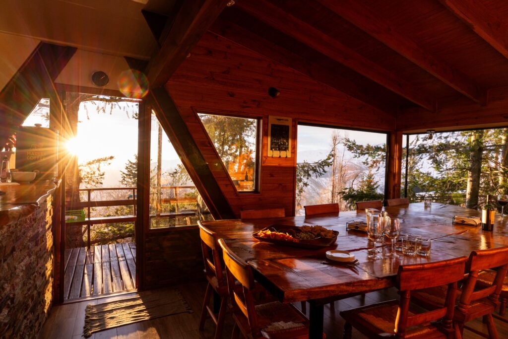 Sun rise from our private ski lodge in Chile