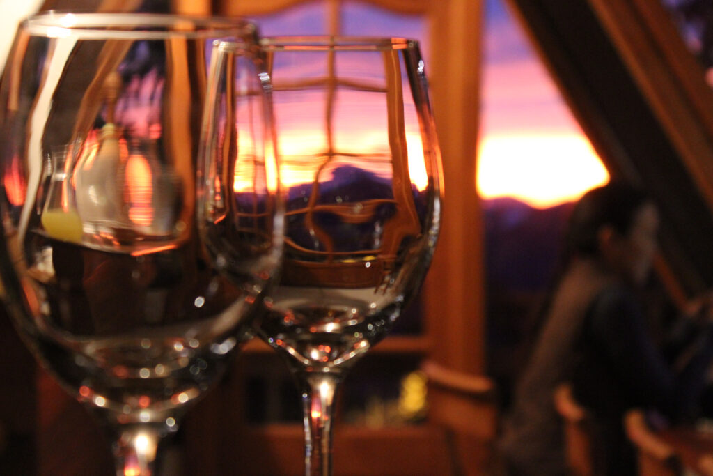 Wine glasses in The Andes
